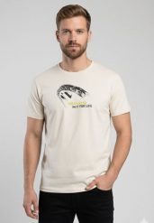 T-shirt z printem T-INIT. Białe t-shirty Volcano, l, bez wzorów, z bawełny, bez kołnierzyka, bez ramiączek. Za 69.99 zł.