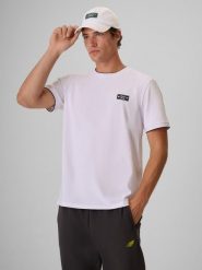 4F T-shirt regular gładki męski - biały L. Białe t-shirty 4F, bez wzorów, z bawełny, bez ramiączek, tenisowe. Za 69.99 zł.