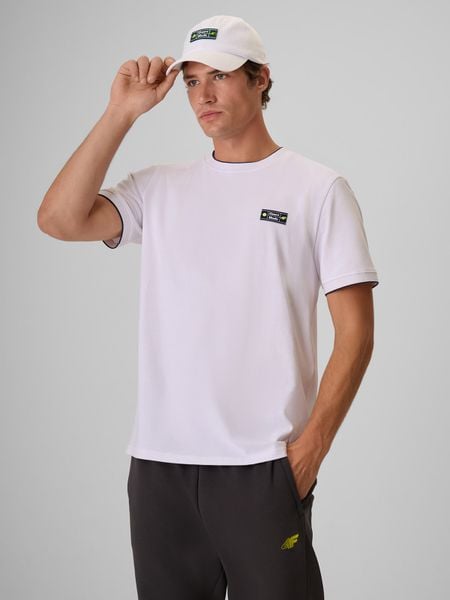 4F T-shirt regular gładki męski - biały L. Białe t-shirty 4F, bez wzorów, z bawełny, bez ramiączek, tenisowe. Za 69.99 zł.