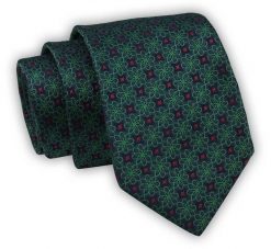 Krawat Alties (7 cm) - Zielony w Geometryczny Wzór. Zielone krawaty i muchy Alties, bez wzorów, z tkaniny. Za 55.00 zł.