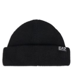 Czapka EA7 Emporio Armani. Czarne czapki zimowe EA7 Emporio Armani, bez wzorów. Za 199.99 zł.