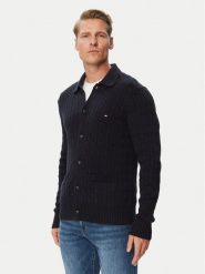 Tommy Hilfiger Kardigan MW0MW44756 Granatowy Regular Fit. Niebieskie swetry rozpinane Tommy Hilfiger, m, bez wzorów, z bawełny, bez kołnierzyka, bez ramiączek. Za 699.99 zł.
