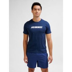 Koszulka z logo Hummel Elemental. Niebieskie t-shirty sportowe Hummel, bez wzorów, bez ramiączek, do piłki nożnej. Za 117.50 zł.