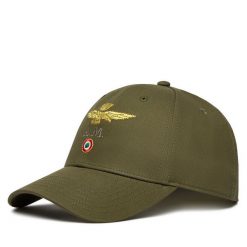 Czapka z daszkiem Aeronautica Militare. Zielone czapki z daszkiem Aeronautica Militare, bez wzorów. Za 189.99 zł.