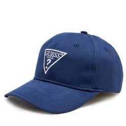 Czapka z daszkiem Guess. Niebieskie czapki z daszkiem Guess, z aplikacjami. Za 79.99 zł.