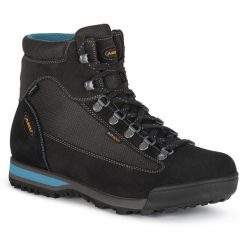 Buty trekkingowe Aku Slope Micro GTX anthracite/turquoise Goretex i Vibram. Czarne buty trekkingowe Aku, bez wzorów, z gore-texu, bez zapięcia. W wyprzedaży za 829.00 zł.