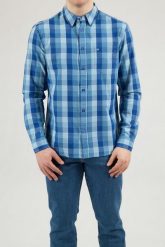 KOSZULA MĘSKA WRANGLER LS 1 PKT SHIRT DIRECTOIRE BLUE W5M24MXKL 112130213. Niebieskie koszule Wrangler, l, bez wzorów, bez kołnierzyka, bez ramiączek. Za 129.99 zł.
