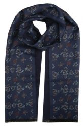 Elegancki Szalik Bawełniany - Alties - Granatowy, Wzór Paisley. Niebieskie szaliki Alties, bez wzorów, z bawełny. Za 99.00 zł.