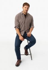 Koszula bawełniana K-MADO. Brązowe koszule Volcano, l, bez wzorów, z bawełny, bez kołnierzyka, bez ramiączek. Za 149.99 zł.