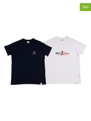 The Time of Bocha Koszulki (2 szt.) w kolorze białym i granatowym rozmiar: M. Białe bezrękawniki The Time of Bocha, m, bez wzorów, z bawełny, bez kołnierzyka, bez ramiączek. Za 86.99 zł.