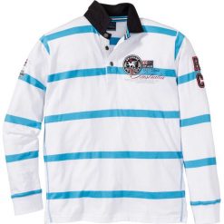 Shirt polo z długim rękawem Regular Fit bonprix biało-turkusowy w paski. Koszulki polo marki bonprix. Za 44.99 zł.