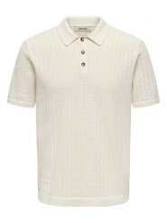 ONLY & SONS Koszulka polo w kolorze kremowym rozmiar: XXL. Brązowe koszulki polo Only & Sons, xxl, bez wzorów, prążkowane, bez kołnierzyka, bez ramiączek. Za 106.13 zł.