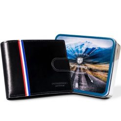 Portfel męski Peterson PTN 22306L-VT-A czarny. Czarne portfele Peterson, bez wzorów, z materiału. Za 169.99 zł.