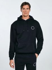 Bluza męska z kapturem czarna Ajrojer 906. Czarne bluzy z kapturem BIG STAR, l, bez wzorów, z dzianiny, z kapturem. Za 249.99 zł.