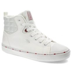 Białe Sneakersy Cross Jeans Męskie Ocieplane Obuwie. Białe buty sportowe casual Cross Jeans, na zimę, z aplikacjami, z jeansu, bez zapięcia. Za 149.00 zł.