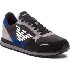 Sneakersy EMPORIO ARMANI - X4X215 XL200 A808 Black/Prus.Blu/Grey. Czarne buty sportowe casual marki Emporio Armani, z materiału. W wyprzedaży za 449.00 zł.