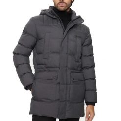 Kurtka GEOX M SANFORD HOOD Szary. Szare kurtki Geox, m, bez wzorów, z tkaniny, bez kaptura. Za 825.50 zł.