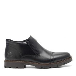 Botki Rieker. Czarne botki sznurowane Rieker, bez wzorów, bez obcasa, bez zapięcia. Za 419.99 zł.