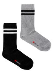 Sportowe skarpety z paskami A-HUGO, dwupak. Czarne skarpetki sportowe Volcano, bez wzorów, z bawełny. Za 39.99 zł.