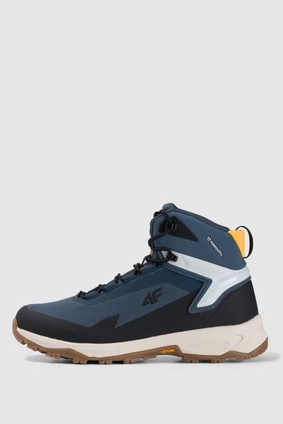 4F Wysokie buty trekkingowe ICE CRACKER z izolacją Primaloft męskie - granatowe 45. Niebieskie buty trekkingowe 4F, bez wzorów, z nylonu, przed kolano, bez zapięcia. Za 549.99 zł.