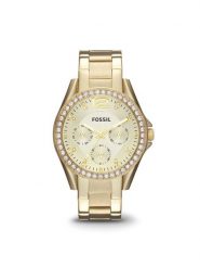 Fossil Zegarek Riley ES3203 Złoty. Żółte, analogowe zegarki Fossil, złote. Za 529.99 zł.