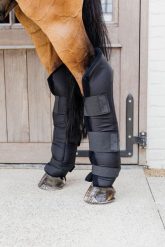 Zamknięte przednie getry dla koni Kentucky Protect Classic. Czarne legginsy długie sportowe KENTUCKY HORSEWEAR, l, bez wzorów, z materiału, do jazdy konnej. Za 521.00 zł.