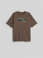 4F T-shirt loose z nadrukiem męski - brązowy M. Brązowe t-shirty 4F, m, bez wzorów, z bawełny, bez kołnierzyka, bez ramiączek. Za 69.99 zł.