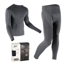 Bielizna termoaktywna męska Nils Ragnar BTZ0060 szara - set L/XL. Szara bielizna termoaktywna NILS, na zimę, l, bez wzorów, z elastanu, bez ramiączek, do biegania. W wyprzedaży za 113.00 zł.