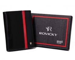 Portfel skórzany Rovicky N4-RVTP-2978 Blac czarny. Czarne portfele ROVICKY, bez wzorów. Za 80.00 zł.