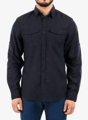 Koszula podróżnicza Fjallraven Ovik Travel Shirt LS. Niebieskie koszule Fjällräven, s, bez wzorów, z materiału, bez kołnierzyka, bez ramiączek. Za 439.99 zł.