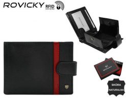 Portfel skórzany Rovicky N61L-RVTP czarny. Czarne portfele ROVICKY, z aplikacjami, ze skóry. Za 80.00 zł.