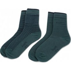 Zestaw 2 par wysokich skarpet unisex BUGATTI - 6279 C Green 758. Zielone skarpety Bugatti, bez wzorów, z bawełny. W wyprzedaży za 29.00 zł.
