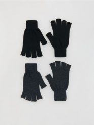 Rękawiczki mitenki 2 pack - czarny. Czarne rękawiczki Reserved, bez wzorów. Za 59.99 zł.