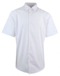 Elegancka Biała Męska Koszula z Krótkim Rękawem - Victorio - Regular. Białe koszule Victorio, m, bez wzorów, z bawełny, bez kołnierzyka, bez ramiączek. Za 119.00 zł.