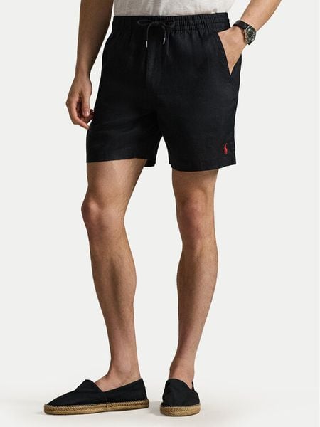 Polo Ralph Lauren Szorty materiałowe 710P08205504 Czarny Regular Fit. Czarne szorty Polo Ralph Lauren, l, bez wzorów, ze lnu. Za 729.99 zł.