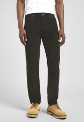 MESKIE SPODNIE SZTRUKSOWE LEE RIDER OLIVE NIGHT 112370641. Zielone spodnie materiałowe Lee, l, bez wzorów, z materiału. Za 219.99 zł.