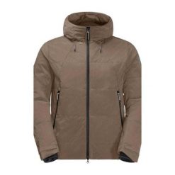 Męska Kurtka Rowerowa Do Dojazdów Do Pracy. Brązowe kurtki Jack Wolfskin, l, bez wzorów, z materiału, z kapturem. Za 688.99 zł.