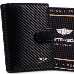 Portfel skórzany Peterson [DH] PTN 339Z-CA-6679 BLA czarny. Czarne portfele Peterson, bez wzorów, ze skóry. Za 105.99 zł.