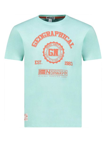 Geographical Norway Koszulka "Jamilia" w kolorze turkusowym rozmiar: XXL. Niebieskie bezrękawniki Geographical Norway, xxl, bez wzorów, z bawełny, bez kołnierzyka, bez ramiączek. Za 93.51 zł.