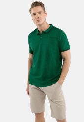 Koszulka polo O-SALLY. Zielone koszulki polo sportowe Volcano, m, bez wzorów, z bawełny, bez kołnierzyka, bez ramiączek. Za 109.99 zł.