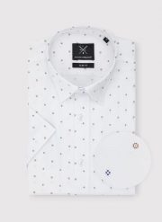 PAKO LORENTE - Koszula męska z krótkim rękawem mikrowzór. Koszule Pako Lorente, na lato, m, bez wzorów, z bawełny, bez kołnierzyka, bez ramiączek. Za 89.99 zł.