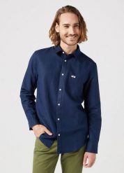 WRANGLER LS 1 PKT SHIRT MĘSKA KOSZULA BLACK IRIS 112352186 W5MY017996. Czarne koszule Wrangler, m, bez wzorów, bez kołnierzyka, bez ramiączek. Za 139.99 zł.