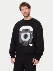 KARL LAGERFELD Bluza 705098 542930 Czarny Regular Fit. Czarne bluzy KARL LAGERFELD, m, bez wzorów, z bawełny, bez kaptura. Za 449.99 zł.
