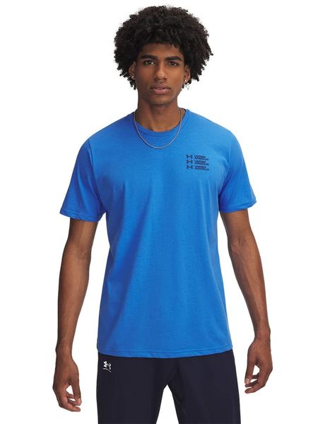 Under Armour Koszulka funkcyjna w kolorze niebieskim rozmiar: L. Niebieskie t-shirty sportowe Under Armour, bez wzorów, z materiału, bez ramiączek, outdoorowe. Za 74.28 zł.