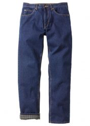 Jeansy termiczne classic fit na miękkiej flanelowej podszewce, straight. Niebieskie jeansy bonprix, m, z podwyższonym stanem. Za 189.99 zł.