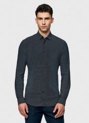 PAKO LORENTE – Koszula męska we wzór geometryczny. Czarne koszule Pako Lorente, na wiosnę, m, bez wzorów, z elastanu, bez kołnierzyka, bez ramiączek. Za 299.99 zł.