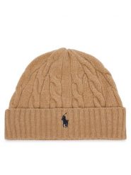 Polo Ralph Lauren Czapka 710B23668004 Beżowy. Brązowe czapki zimowe Polo Ralph Lauren, bez wzorów, z wełny. Za 519.99 zł.