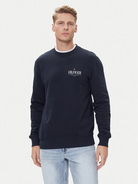 Tommy Hilfiger Bluza Stacked MW0MW39376 Granatowy Regular Fit. Niebieskie bluzy Tommy Hilfiger, m, bez wzorów, z bawełny, bez kaptura. Za 279.99 zł.