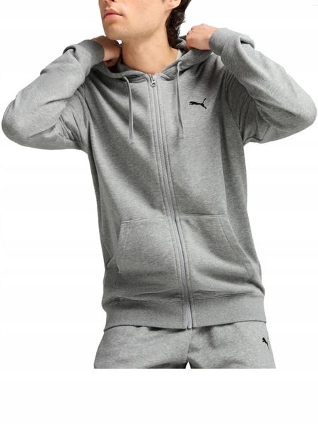 Bluza Męska Puma Z Kapturem Na Zamek Sportowa Szara Basic. Szare bluzy z kapturem Puma, m, bez wzorów, z bawełny, z kapturem. Za 229.00 zł.