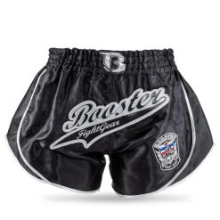 Spodenki do boksu tajskiego Booster Fight Gear Retro Slugger 3. Czarne szorty BOOSTER FIGHT GEAR, bez wzorów, retro. Za 273.50 zł.